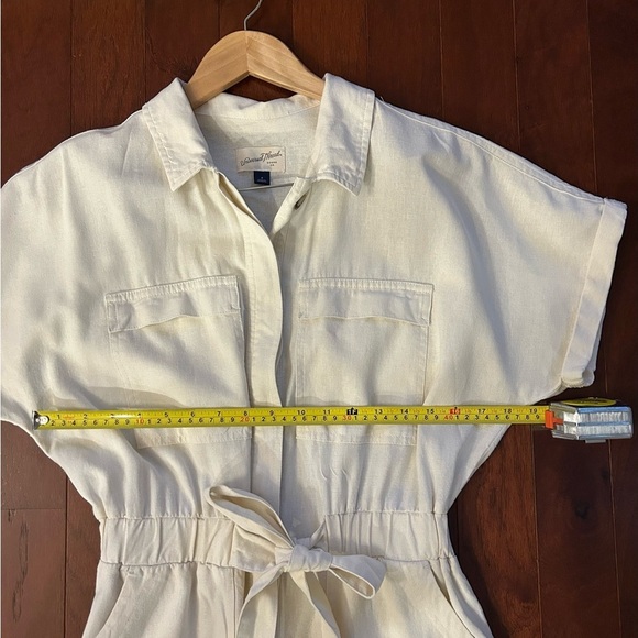 Universal Thread Women's Short Sleeve Linen Boilersuit Casual Jumpsuit Cream 4 - Picture 9 of 13